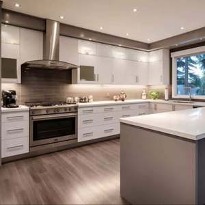 Armoires de cuisine en bois massif haut de gamme en usine. Armoires de cuisine intégrées personnalisées pour villas et appartements. - Product Image 5