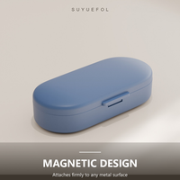 Boîte à pilules portable promotionnelle avec logo personnalisé, 2 compartiments, en plastique, étui de rangement pour pilules de voyage, organisateur de pilules magnétique pour pharmacie
