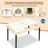 Table sensorielle en bois réglable en hauteur avec couvercle et pieds en acier, table de jeu d'art pour enfants sans compartiments de rangement