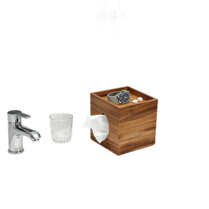 Caja de pañuelos de madera maciza con soporte para plantas y difusor, organizador de almacenamiento de escritorio, decoración multiusos para el hogar - Product Image 5