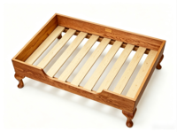 T0029 Canapé pour chien et chat en bois de chêne massif, style vintage bohème français, durable, facile à nettoyer, base à lattes, mobilier de maison de haute qualité