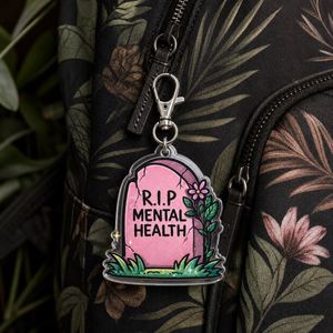 Llavero Personalizado de Humor Negro, Amuleto Acrílico con Diseño de Lápida RIP sobre la Salud Mental, Estilo <span class=keywords><strong>Pastel</strong></span> <span class=keywords><strong>Goth</strong></span> - Product Image 6