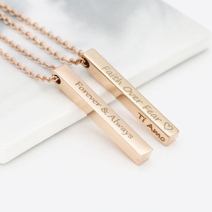 Collana con barra d'oro personalizzata con <span class=keywords><strong>nome</strong></span> inciso personalizzato ciondolo alla moda gioielli regalo per uomini e donne - Product Image 2