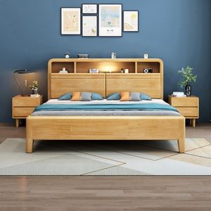 Modern lüks yatak karyola iskeleti ikiz kral boyutu sağlam ahşap mobilya ile depolama döşemeli kraliçe kral minder - Product Image 2