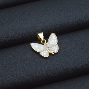 Đẹp tự nhiên trắng/bào ngư vỏ bướm mặt dây chuyền vàng/bạc màu sắc đơn giản phong cách hình dạng động vật quyến rũ - Product Image 3