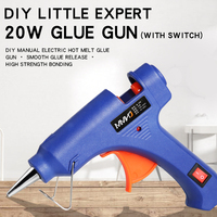 Pistolet à colle chaude 20W Pistolet à colle avec interrupteur Pistolet à colle chaude bleu avec voyant lumineux