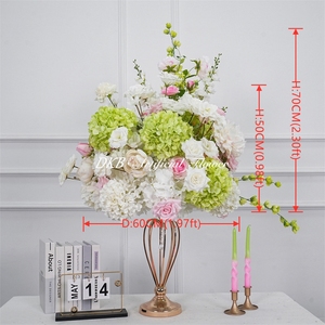 Pink Green Floral Ball Arrangement Silk Flower Ball for Wedding Event <b>Table</b> Centerpiece Home Decor - Product Image 2