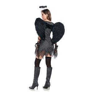 Disfraz de Ángel sexy oscuro, disfraz de ángel caído de Halloween, disfraz de Cosplay de mujer sexy, vestido negro de Ángel malvado - Product Image 6