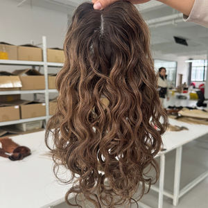 Topper capillaire européen de haute qualité, ligne de cheveux naturelle, nœuds simples, 6x7'', mono dentelle suisse, cheveux russes, pour femmes blanches - Product Image 1