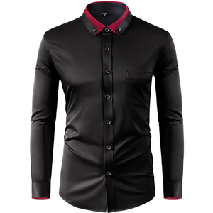 <span class=keywords><strong>Camisa</strong></span> de Vestir <span class=keywords><strong>para</strong></span> <span class=keywords><strong>Hombre</strong></span>, <span class=keywords><strong>Manga</strong></span> <span class=keywords><strong>Larga</strong></span>, Corte Slim Fit, Antiarrugas, Tejido Twill Teñido, con <span class=keywords><strong>Cuello</strong></span> en Contraste, <span class=keywords><strong>para</strong></span> Ocasiones Sociales y de Negocios - Product Image 6