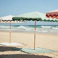 Toile à cadre en fibre de verre de 8 pieds australie grand poteau en bois Vintage bord festonné parasol de jardin extérieur pour patio de plage