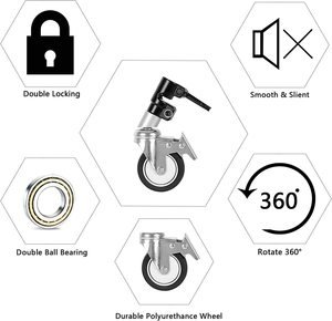 C Stand treppiede in acciaio inossidabile carrello ruota supporto guida Slider <span class=keywords><strong>fotografia</strong></span> 25mm diametro carrello - Product Image 5