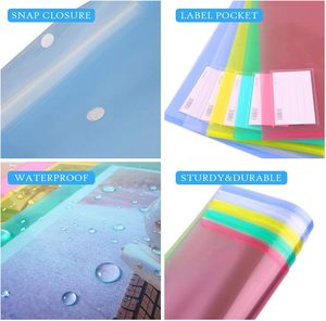 Carpetas de Archivo de Plástico Tamaño Carta Estadounidense A4, Sobres Transparentes para Documentos de Colores Surtidos con Bolsillos para Etiquetas para Suministros de Oficina y Escolares - Product Image 3