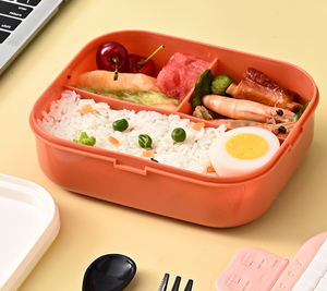 1000ml nhựa Kid 3 khoang Hộp Ăn Trưa Bento container thực phẩm với gạch và thiết <span class=keywords><strong>l</strong></span>ập dao kéo - Product Image 2