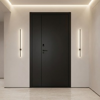 Porte d'entrée blindée en composite de noyer, style européen moderne et élégant, pour villa de luxe contemporaine minimaliste