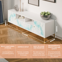 Nouveau Design Meuble TV de Salon en Acier à Monter, Table Rangement Moderne en Métal Avec Motif