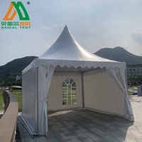 Carpa de Jardín con Marco de Aluminio Blanco para Publicidad, Gazebo Rosa Tipo Pagoda para Eventos, 5mx5m en Oferta