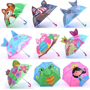 Wholesale 19 Inch Children's 3d Cartoon Characters Long Handle Security Children Umbrella For Kids