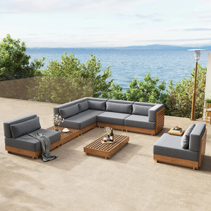 Ensemble de mobilier de jardin en teck personnalisable pour l'extérieur, résistant à l'eau, avec table basse - Product Image 5