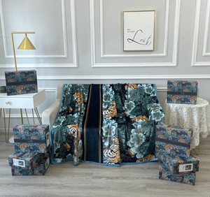 Phổ Biến Sofa Phong Cách Khác Nhau Flannel Lông Cừu Cam Thư H Thiết Kế Sang Trọng Ném Chăn Với Hộp Quà Tặng - Product Image 4