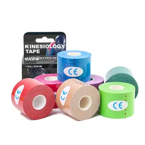 Custom Logo Printing Elastic Cohesive Stretch Self-Adhesive Sports Bandage Wrap Athletic Breathable Kinesiology Tape Beige