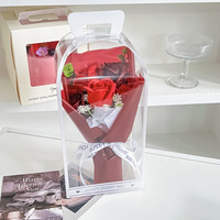 Boîte cadeau de bouquet de fleurs de savon simulées BH avec lumières LED, respectueuses de l'environnement, de haute qualité, pour Noël et la Saint-Valentin - Roses BH