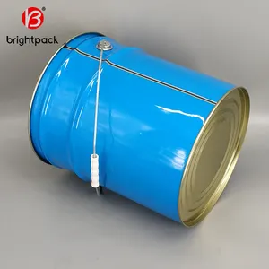 Bucket With Lid Tin 25L Tin Bucket/barrel For Paint 5 Gallon Metal Tin Pail With Lock Ring Lid And Iron Handle Tin Drum For Packaging Tin