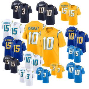 قميص كرة قدم أمريكية مطرز بالكامل للرجال والأطفال والشباب، لوس أنجلوس، رقم 10 هيربرت، 15 ماكنكي، 3 جيمس جونيور - Product Image 1