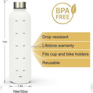 Bouteille d'eau isotherme réutilisable de 1 <span class=keywords><strong>litre</strong></span> (32 oz) avec marquage de temps, <span class=keywords><strong>en</strong></span> plastique, pour boissons froides, performance thermique optimale, pour une hydratation motivante - Product Image 3