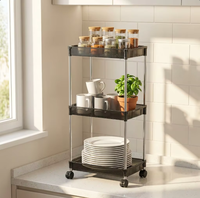 Chariot roulant transparent et fin, organisateur de rangement sécurisé pour couteaux de cuisine et couverts, chariot à 3 niveaux