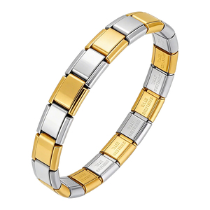 Bracciali con <span class=keywords><strong>Charm</strong></span> Italiani Personalizzabili Fai-da-Te, 9mm, Placcatura PVD 18K, Impermeabili, in Acciaio Inox 304 per Uomo e Donna - Product Image 5