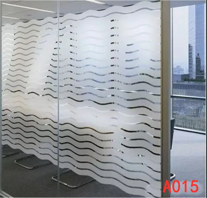 Elegant Waves Stained Frosted Static Glass Decorative Vinyl Privacy Window Film