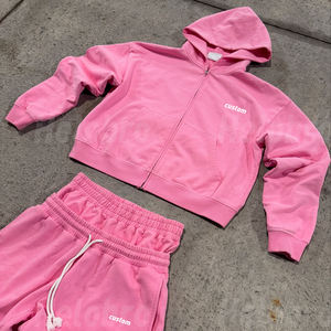 Survêtement de <span class=keywords><strong>jogging</strong></span> vierge personnalisé Survêtement surdimensionné Pantalon de survêtement à double taille Ensemble pantalon de survêtement et sweat à capuche pour femmes hommes - Product Image 5