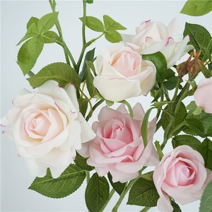 Rose artificielle Qihao Nordic à 3 têtes, toucher réel, en latex, pour bouquet de mariée, décoration de fête à domicile, arrangement floral - Product Image 2