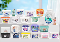 Emballage vide de boîte en plastique recyclable de serrure d'enfant de conteneur blanc d'animal familier pour des capsules de détergent de blanchisserie