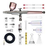 Kit d'aérographe HD-131 avec buses de 0,2 et 0,5 mm, alimentation par gravité, double action, kit d'accessoires portable pour maquillage
