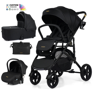 <span class=keywords><strong>Poussette</strong></span> bébé 4 en 1 pliable en tissu avec siège auto et landau, cadre en alliage d'aluminium, personnalisable pour nourrisson, vente en gros - Product Image 1