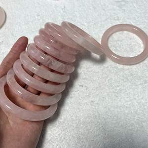 Bestseller Edelstein Rosa Kristall Jade Armreifen Naturstein Rosenquarz Rosa Kristall Armreif Armband für Frauen Geburtstags geschenk - Product Image 5