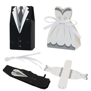 Dossiers en carton recyclables pour dragées de mariage avec ruban, pour la mariée et le marié, décorations pour fête prénuptiale et anniversaire - Product Image 1