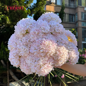 Fiore Artificiale di Alta Qualità con Testa Grande da 18cm, Stelo Singolo, Ortensia Rosa Nude per Decorazioni Matrimoniali e Feste - Product Image 4