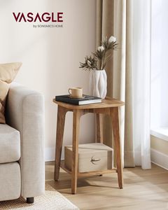 Table de chevet moderne carrée à 2 niveaux pour la collection MAEZO, pieds coniques, transitions courbes, <span class=keywords><strong>meuble</strong></span> de chambre en bois pour petits espaces - Product Image 2