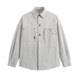 Herenshirt, tactisch, functioneel, lange mouwen, knoopsluiting, effen, casual, grote maten, oversized, relaxed fit, 6XL 7XL, lente, 100% katoen - Product Image 4