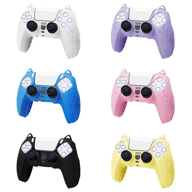 Cover Skin for PS5 Controller Silicone Protective Case Anti Slip Soft Cat Ear Design Housing Shell