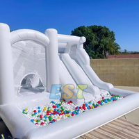Maison gonflable blanche extérieure de rebond avec le château gonflable de videur de toboggan sautant le cavalier d'enfants de mariage de maison à vendre