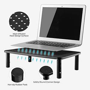 Soporte Elevador de Monitor de Computadora de Metal Ajustable en <span class=keywords><strong>3</strong></span> Alturas, Organizador de Escritorio Personalizable con Correas para Cables y Soporte para Estante - Product Image 3