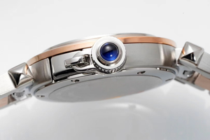 Montre mécanique automatique élégante et tendance, cadran blanc argenté gravé, bracelet en chaîne dorée, verre saphir - Product Image 6