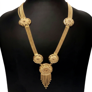Conjunto de Collar y Pendientes con Borlas Vintage Chapados en Oro de 24K para Mujer, Joyería de Fiesta, Accesorios de Moda de Latón - Product Image 2