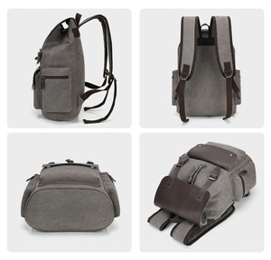 <b>Canvas</b> Men <b>Drawstring</b> Flap School <b>Bag</b> Vintage Laptop Shoulder <b>Bag</b> Outdoor Travel Student Business Backpack RTS Bulk Mixed Order - Product Image 2