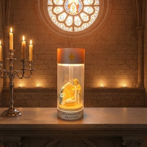 Lampe portable artistique sculpturale de la Nativité, étanche IP44, rechargeable, en résine, veilleuse LED design à intensité variable tactile - Product Image 1
