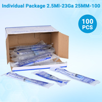 Seringue vétérinaire jetable 2,5 ml avec aiguille de sécurité pour usage animal avec embout Luer Lock